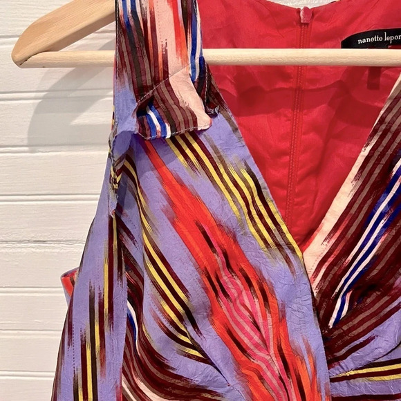 Nanette Lepore Go Getter Sleeveless V Neck Silk Dress Short Multicolor Size 4 - Picture 4 of 12